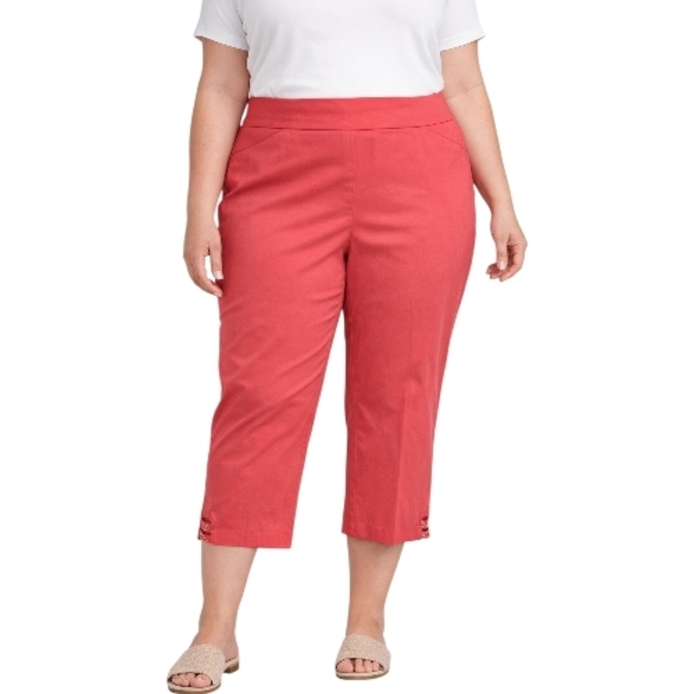 Allison Daley Plus-Size Coral Cropped Pull-On Stretchy Pants Size 18W